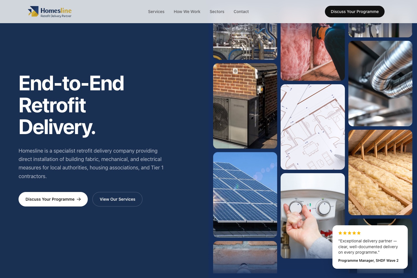 Homesline website homepage designed by Fascia
